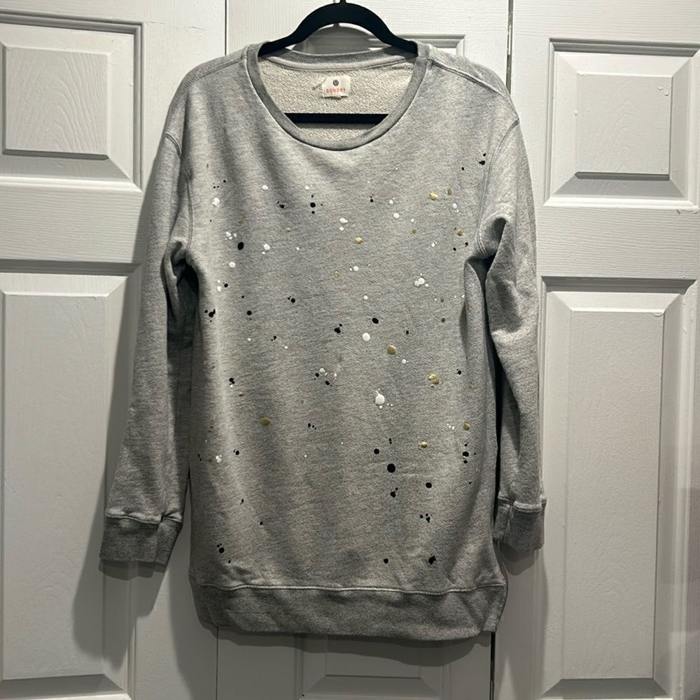 Sundry Gray Splatter Paint Long Sweatshirt, Size 2/Medium